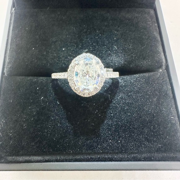 Jewelry - Oval Cut Moissanite Ring 2 Ct GRA Certified 18K 925 Brilliant Halo Ring